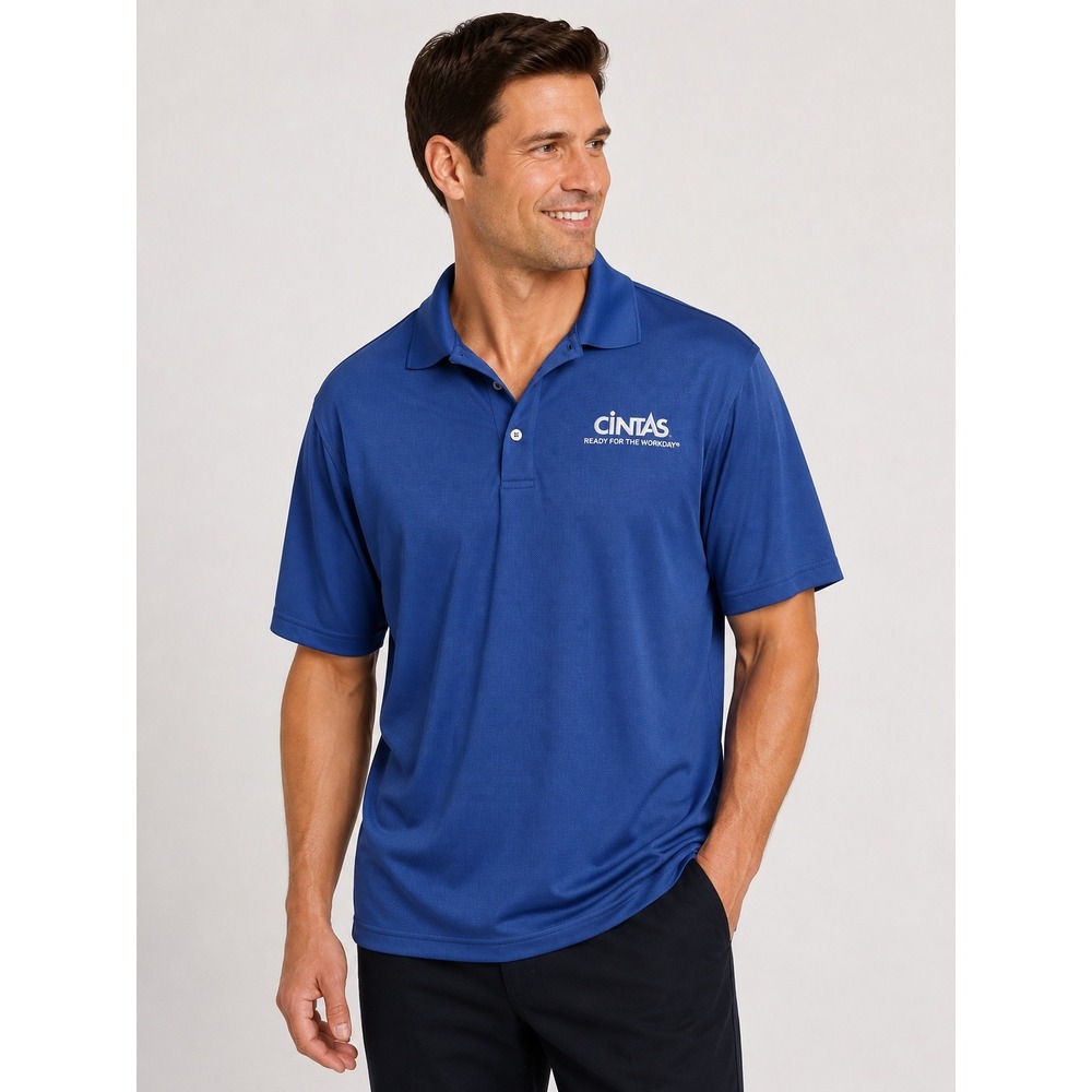 Cintas Mens 2XL Blue Performance Polo Shirt Short Sleeve Work Uniform 275-22